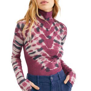 Free People Psychedelic Tie-Dye Turtleneck Top